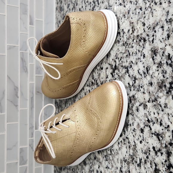 Cole Haan Shoes - Metallic Gold Cole Haan Grand Zero Wingtip Oxford Dress Shoes sz 11 B grand 0S
